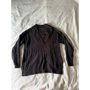 RDI Black V-Neck Knit Sweater Oversized Long Sleeve Pullover Size Medium